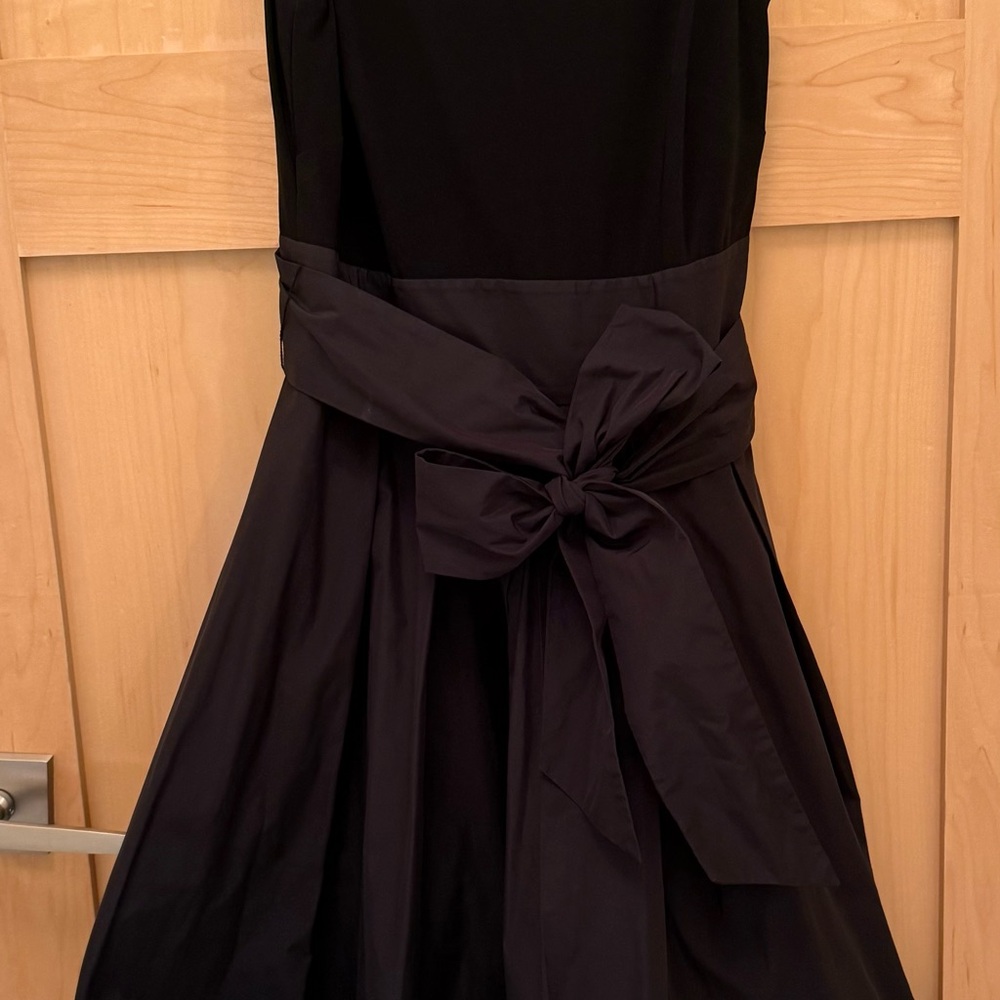 Ralph Lauren Black Pleated Tie Front Strapless Dress